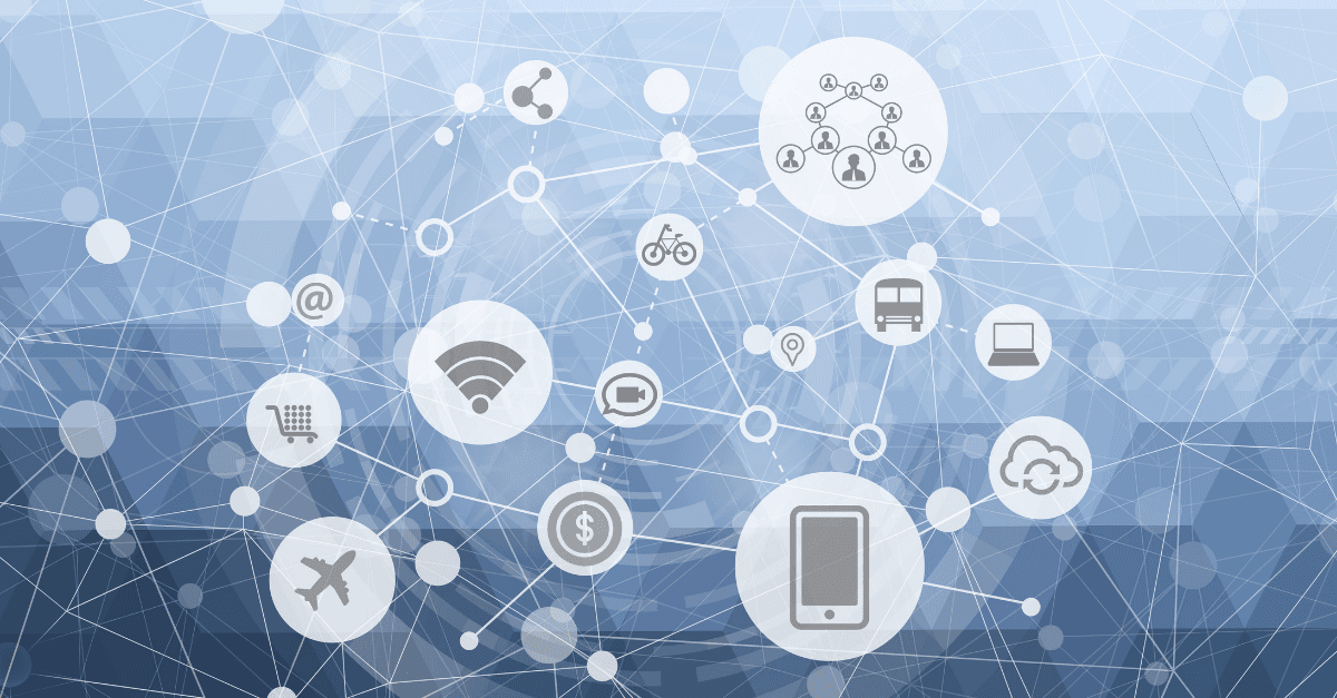 Graphic with IOT devices and users